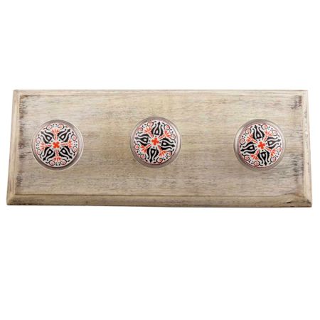 Orange And Black Ceramic Wooden Hook 